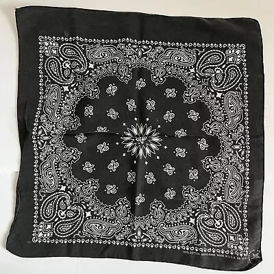 VTG Black Hav-A-Hank Paisley/Floral Cotton Bandana Handkerchief USA RN15187 • $21