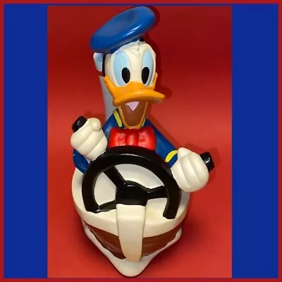 Vintage Disney Bank DONALD DUCK Steering Steamboat 1994 JUST TOYS Piggy Bank 7” • $13.99