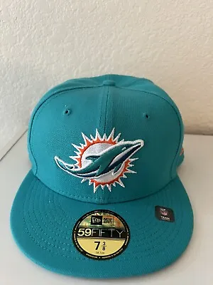 Men's NFL Miami Dolphins New Era 5950 59Fifty Cloud Icon OTC Fitted Hat 7 3/8 • $35.99