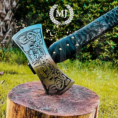 Custom Handmade 28  Long High Carbon Steel Medieval Double Head Axe Hatchet. • $135