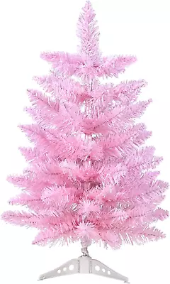 Gloreyan 2FT Artificial Christmas Tree Pink Tabletop Christmas Tree With Plastic • $22.14