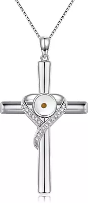 Mustard Seed Cross Necklace 925 Sterling Silver Faith Hope Love Pendant Necklace • $163.75