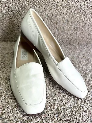 Enzo Angiolini Ivory Leather Liberty Flats Loafers Slip On Shoes Women Size 8M • $17.95