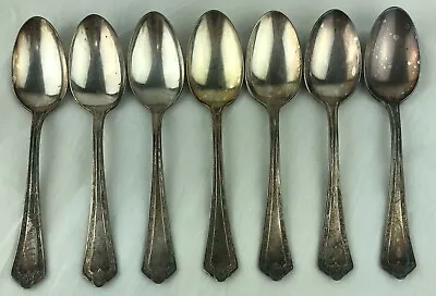 Wm Rogers & Son AA Silver Plate Hamden 7 Teaspoons Spoon Pat. Dec. 28 1915 • $20.99