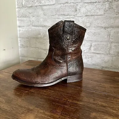Frye Melissa Chelsea Brown Ankle Boots Western Women's Distressed Leather 6 • $29.99
