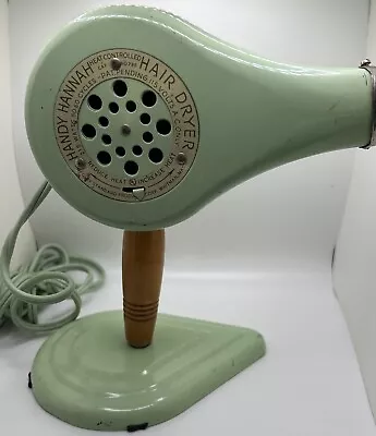 Vintage 1950s Handy Hannah Hair Dryer W/ Stand Mint Green Blows Hot And Cold Air • $41.95