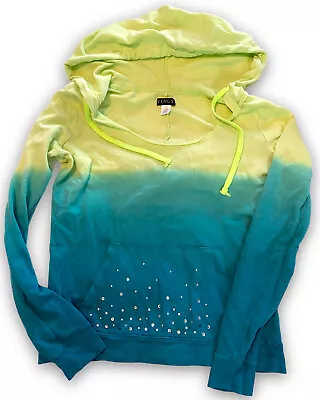 VENUS Ombre Yellow Teal Hoodie Size Small • $18.81