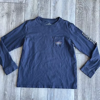 FLAWED Boys Vineyard Vines Hockey Long Sleeve T-Shirt Logo Tee Size 7 Youth READ • $0.99