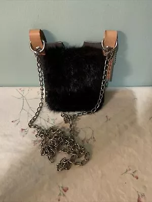 Belle Vache Artisan Made Grey Patent Leather And Mink Fur Trim Crossbody Purse • $20