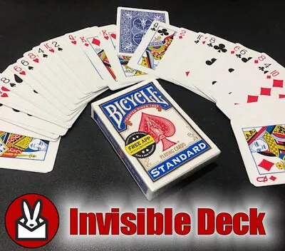 Invisible Deck Mental Magic Card Trick Roughed Gimmicked Bicycle Pack Red / Blue • £6.95