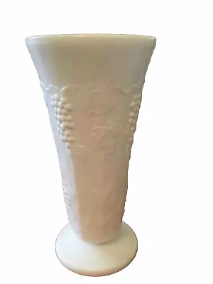Vintage Milk Glass Vase Grapevine Design 7 5/8 Inches Tall White • $9.99