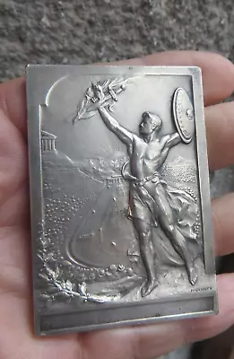 1906 French BRONZE 70mm PLAQUE ATHENS OLYMPIC GAMES Acropolis GREECE By Vannier • £120.47