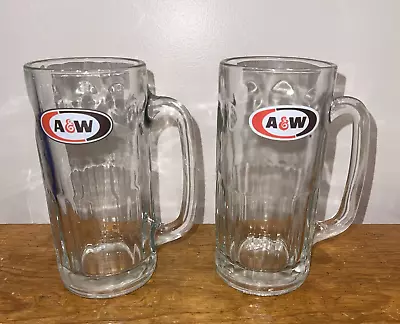 2 Vintage A&W Logo All Large Heavy Glass AW Root Beer Mugs • $19.99