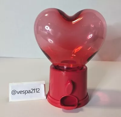 Valentines Day Heart Shaped Candy Dispenser Red Plastic Mini Gumball Machine  • $4.99