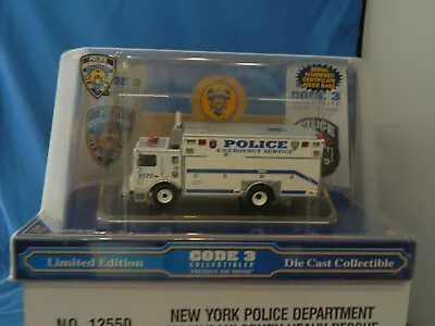 Code 3 New York Nypd Police Heavy Rescue Mack Saulsbury Diecast 12550 • $99.95