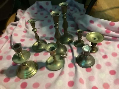 Lot Of 11 Vintage Brass Candle Holders • $30