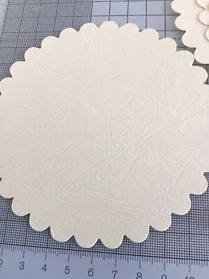 Pack Of 10 Large Sizzix Scalloped Circles Cut In Pale  Yellow Textured Card • £2