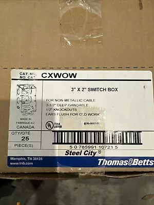 Box Of 25Steel City CXWOW Galvanized Steel Silver 3x2” Switch Box 3.5 Deep Gang • $129.99