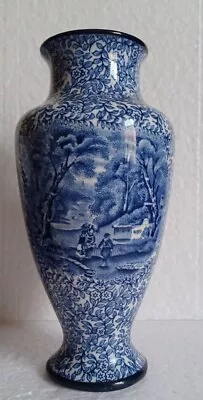 Antique James Kent Ye Old Foley Ware  Blue & White Pottery Vase C.1910. 8 Inches • £65