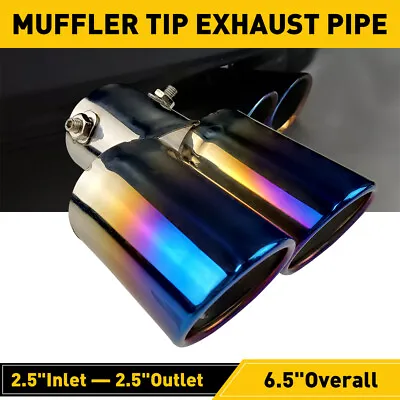 1x Rear Car Dual Pipe Exhaust Muffler Tip Auto Tail Accessories Blue Quality US • $20.49