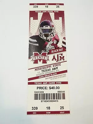 2016 Mississippi State Bulldogs Texas A&M Football Ticket Stub • $7.99