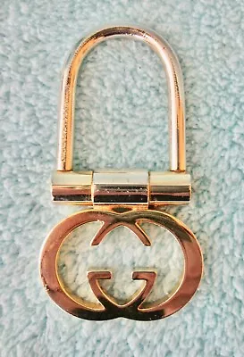 Vintage GUCCI Double G Interlocking Keychain; Swinging Key Ring GOLD TONE 2 5/8  • $169.99