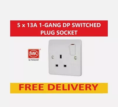 MK Logic Plus 13A 1-Gang DP Switched Plug Socket White MK 13A Socket 5 In Pack • £25.99