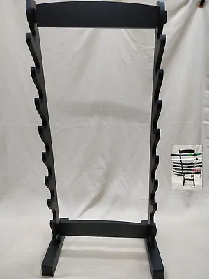 Samurai Katana 8 Swords Stand Display Rack Quality Black Wooden Floor Stand • $97.80