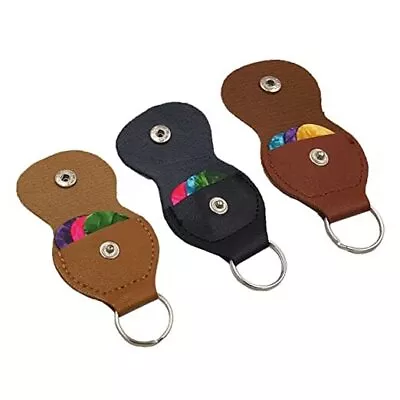 Guitar Picks Holder Pack Of 3 PU Leather Plectrum Case Keychain Holder With 9  • $18.93