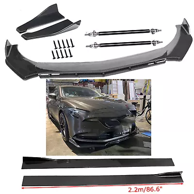 Carbon Fiber Front Bumper Lip Side Skirt/ Strut Rods For Mazda 6 2003-2021 • $149.99