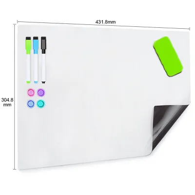 A3 Soft Magnetic Whiteboard For Fridge 400X300MM  With 3 Markers  & An Eraser • $21.95