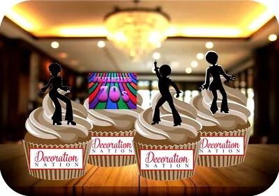 70s Mix - 12 PREMIUM STAND UP Edible Cake Toppers Groovy Disco Seventies Fun 70 • £3.79