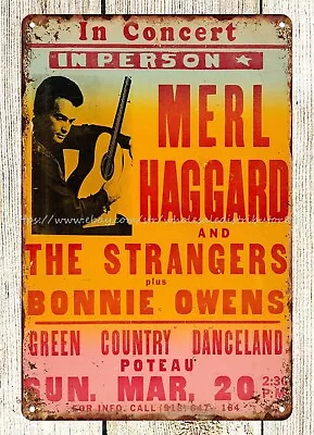 1966 Merle Haggard Green Country Danceland Concert Poster Metal Tin Sign Wall • $18.98