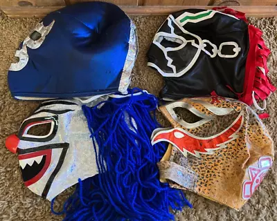 LOT Of 4 MIXED ADULT FOAMY WRESTLING MASKS LUCHA LIBRE • $85