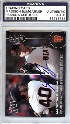 Madison Bumgarner Autographed 2016 Topps Now Card #90 Giants Psa/dna 108023 • $39