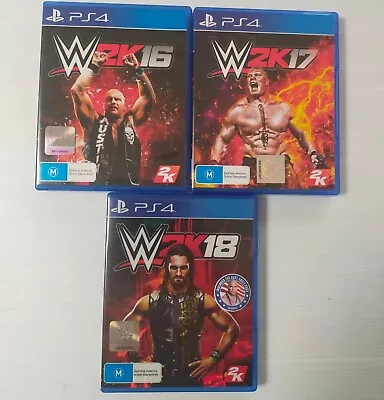 PS4 - WWE 2K Game Lot Of 3 - 2k16 2k17 2k18.  PS4 Sony PlayStation 4 - VGC • $50