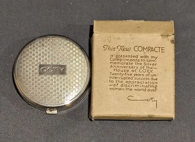 Vintage Unused New COTY Compacte Refillable Silver Anniversary W/ Original Box • $25