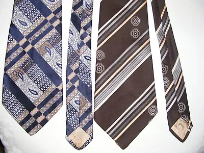 2 Mens Ties Louis Philippe Couture Brown/Blue Vintage 1970s Kipper Necktie  • £6.99