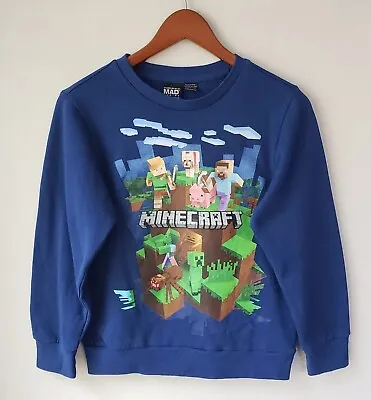 Mad Engine Minecraft Creeper Sweatshirt Size Medium Blue • $10.99