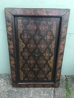 ANTIQUE Hand Painted PERSIAN WOOD PANEL Middle Eastern Furniture Architectural  • $157.83