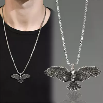 New  Fashion Simple Crow Raven Eagle Men's And Women's Pendant Necklace G Tj MB • £2.94