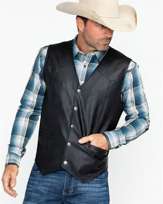 Men Soft 100% Leather Vest Snap Western Mens Gift Holiday Attire Informal Biker • $49.98