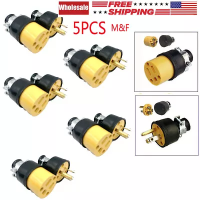 Lots Male&Female Extension Cord Replacement Electrical End Plugs 15AMP 125V Fast • $8.88