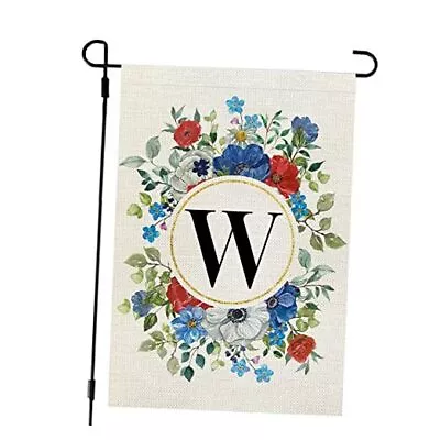  4th Of July Monogram Letter Patriotic Garden Flag Floral 12x18 Inch Double W • $14.52