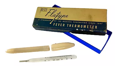 Vintage Flatype Fever Thermometer With Container And Box. • $20