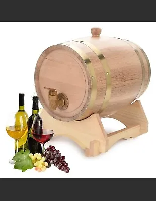 £24.99 • Buy 2L Wooden Wine Barrel Aprox Oak Timber Beer Whiskey Rum Spirits Brewing Barrel