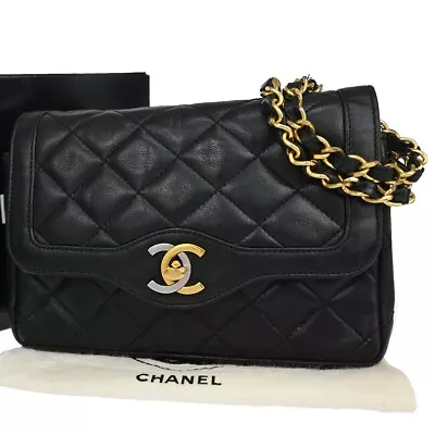 $2730 • Buy CHANEL PARIS CC Mini Matelasse Chain Shoulder Bag Leather Black Vintage 321RH524