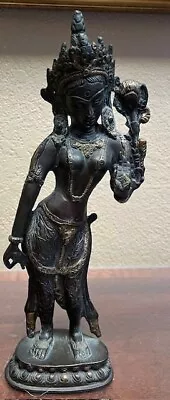 Vintage Hindu Goddess  Bronze-Colored Metal Statue / Figure 12  • $34.95