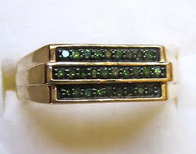 Genuine Green Diamond Ring / Size 12 / 14K Gold Over 925 Sterling Silver /0.25ct • $72.99