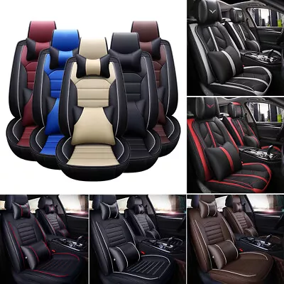 $89.99 • Buy Leather Car Seat Cover Waterproof Universal 5 Seats Full Set Front Back Covers